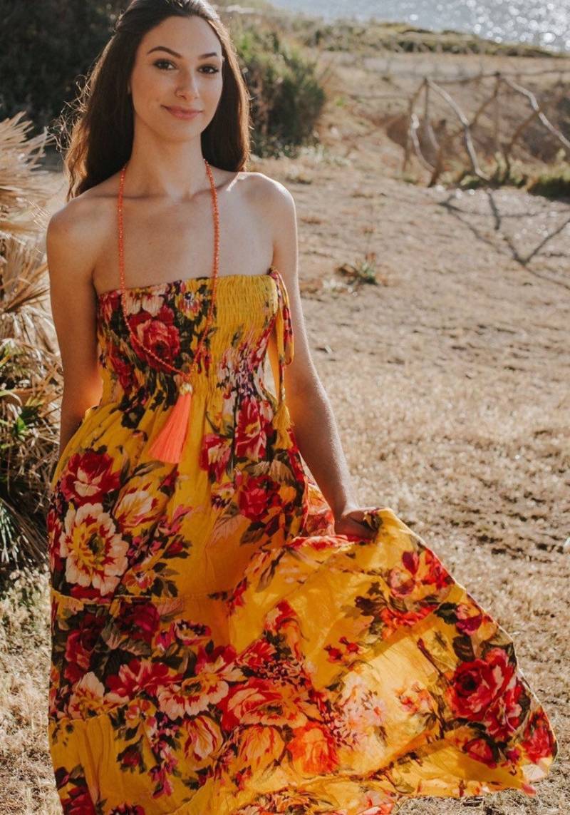 Rockkleid, Sommerkleid, Langer Baumwollrock, 2 in 1 Kleid, Boho Rock, Geschenkekleid, Trägerloses Blumenkleid Kauai Skirt von MissKitschStore