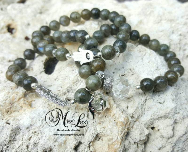 Labradorit Cz 3 Armband Set von MissLexJewelry