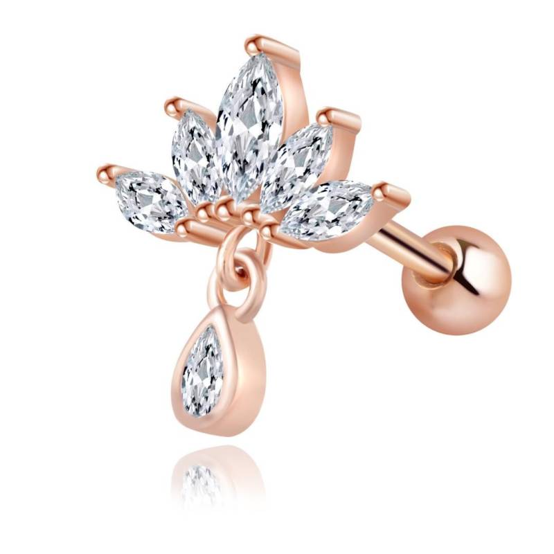 Lotus Helix Rosegold Piercing Aus Sterling Silber, Tragus Ohrstecker, Helix Knorpel Tragus Piercing, 16G Ohrstecker von MissLovieJewelry