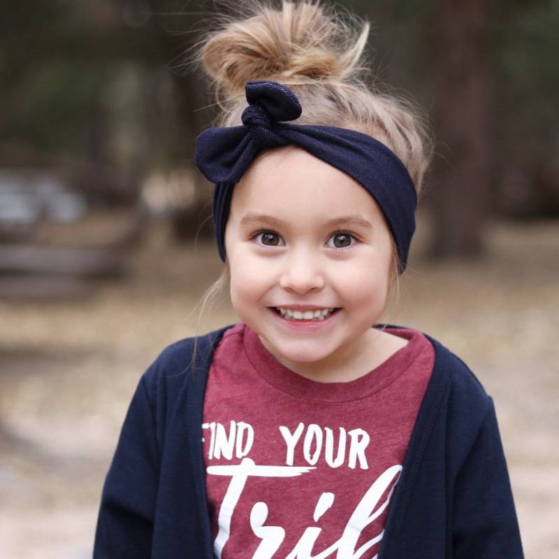 Denim Top Knot Stirnband/Verstellbares Kopf Wickeln Säugling Baby Style Erwachsenen Geknotet von MissMaggPies
