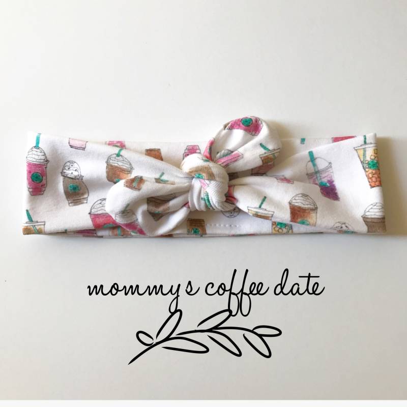Mamas Kaffee Datum Top Knot Stirnband/Verstellbares Kopf Wrap Säugling Baby Style Erwachsenen von MissMaggPies
