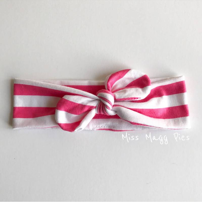 Rosa Und Weiße Streifen Oben Knoten Stirnband/Verstellbar Kopf Wickeln Kleinkind Top Baby Stil Erwachsene von MissMaggPies