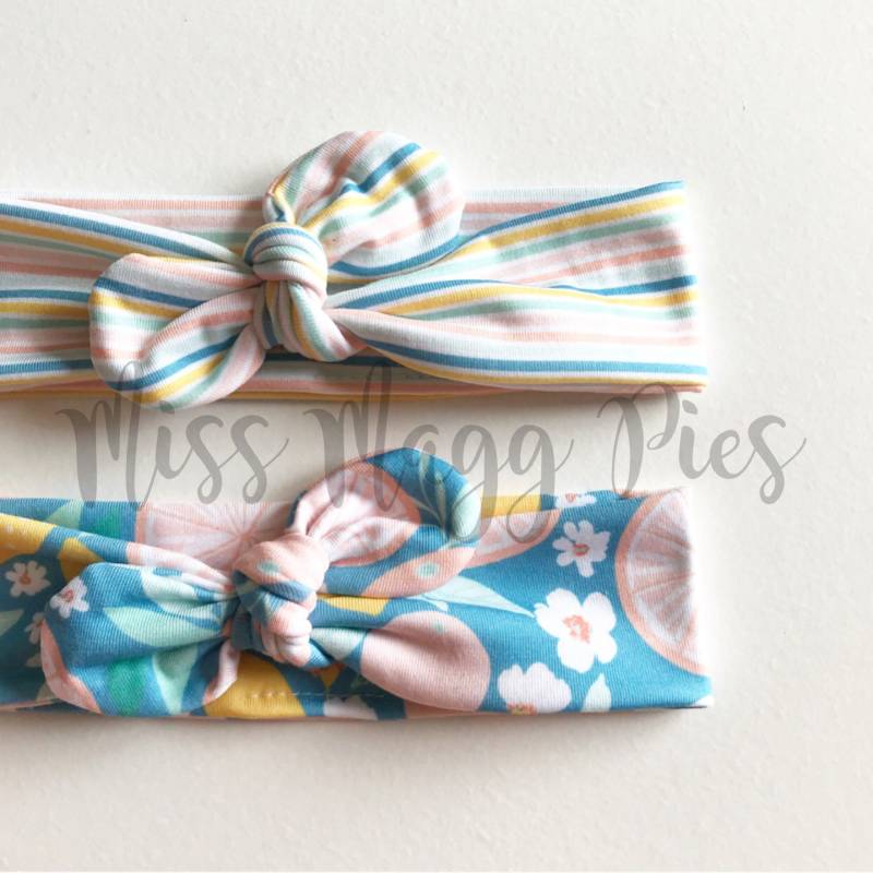 Zitronen Und Grapefruit Top Knot Stirnband/Verstellbares Kopfwickel Säugling Baby Style Erwachsenen von MissMaggPies