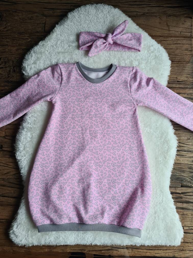 Süßes Ballon-Kleid Für Mädchen Mit Schleifen-stirnband Herz-Muster - Unikat Weihnachtsgeschenk, Geschenk von MissMathildaShop