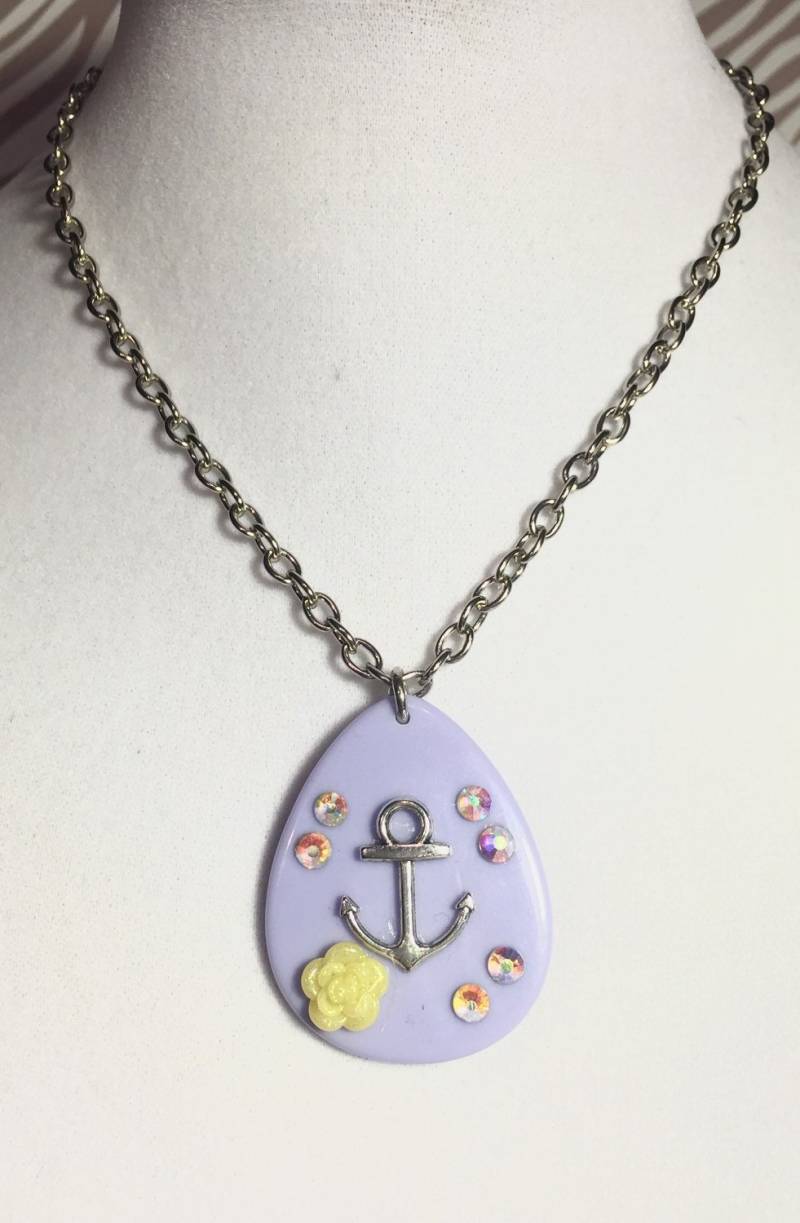 Silber Anker Halskette Mit Gelber Blume Silber Anker Halskette Mit Gelber Blume von MissMetalsJewellery