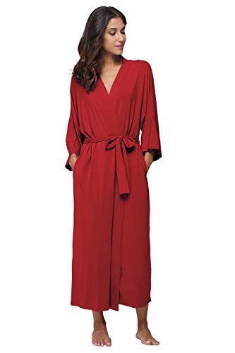 Damen-Bademäntel, lange Bademäntel, volle Länge, Kimonos, Nachtwäsche - Rot - X-Large von MissNina