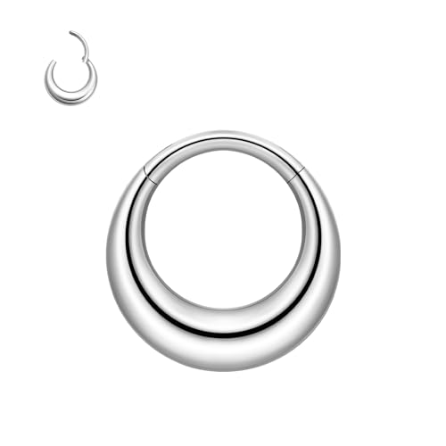 Daith Septumringe, 16 G, 316L Chirurgenstahl, Scharnier, Septum-Schmuck mit klarem Zirkonia, für Damen und Herren, 8 mm, 10 mm, 16 Gauge, 8mm, Edelstahl, Kein Edelstein von MissNity