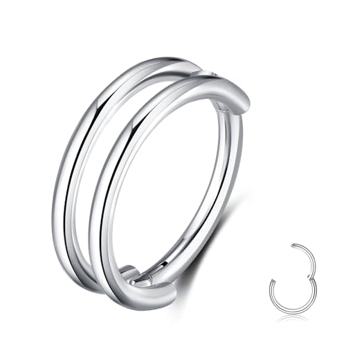 MissNity Diamant-Conch-Piercing-Schmuckreifen, 16 G, 12 mm, ASTM F136 Titan-Knorpelohrringe für Damen und Herren, Körperimplantat-Qualität, Nasenringe, hypoallergen, Scharnier-Klicker, 16g, 12mm von MissNity