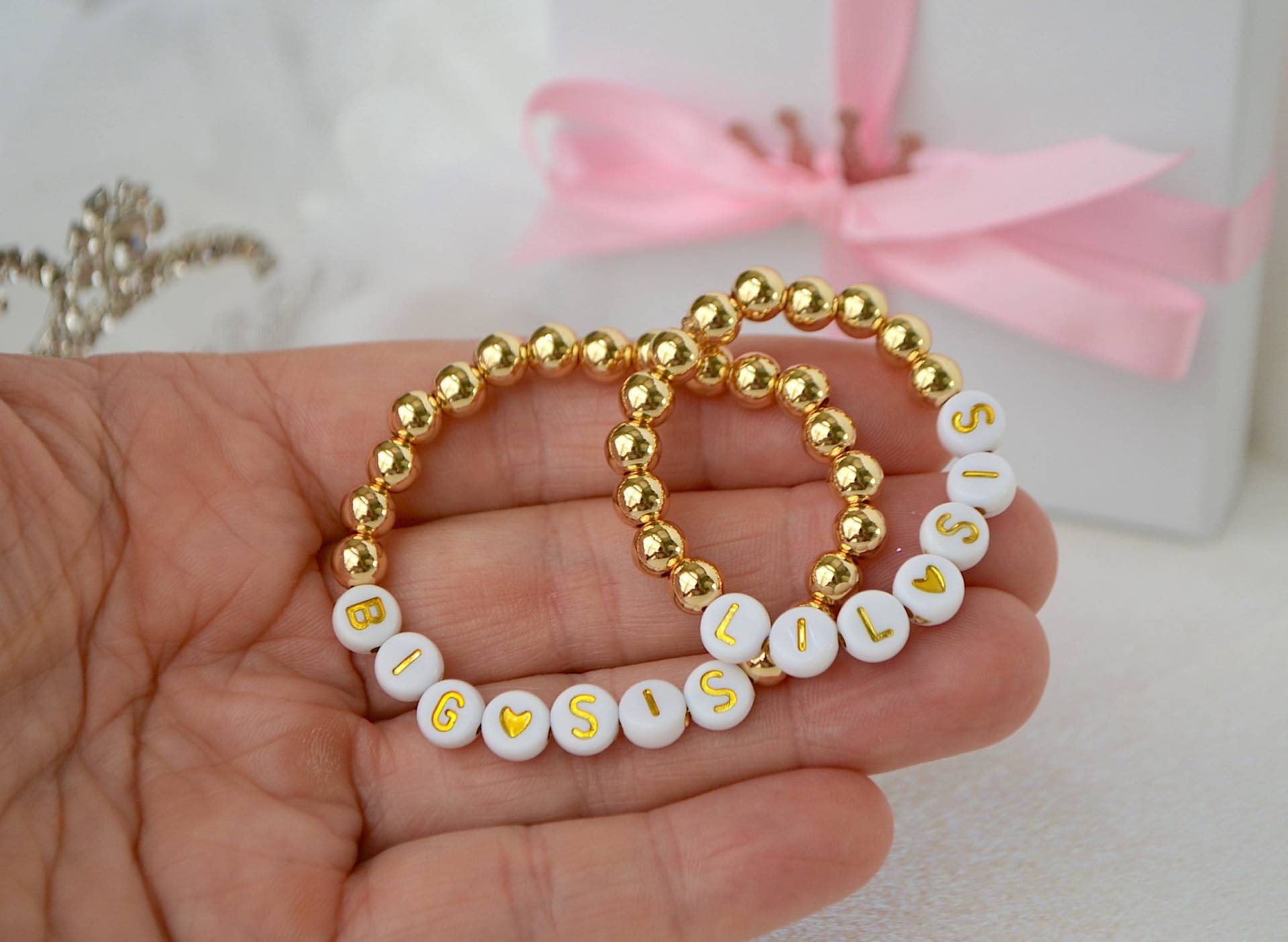 Große Schwester Kleine Armband, 14K Gold Personalisierte Mädchen Baby Große Schmuck, Neues Mädchen, Geschenk von MissPrincessStore