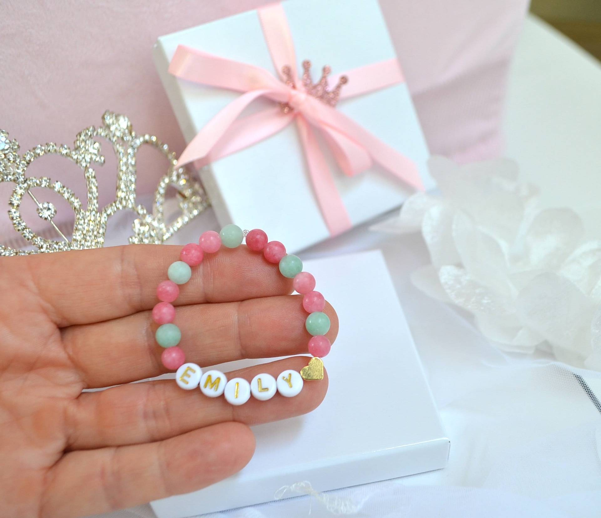 Jade Baby Armband, Personalisierte Weihnachten 18K Gold Herz Edelstein Neugeborene Kleinkind Neugeborene, Geschenk Mädchen Jade Baby Armband, Personalisierte Weihnachten 18K Gold Herz Edelstein Neugeborene Kleinkind Neugeborene, Geschenk Mädchen von MissPrincessStore