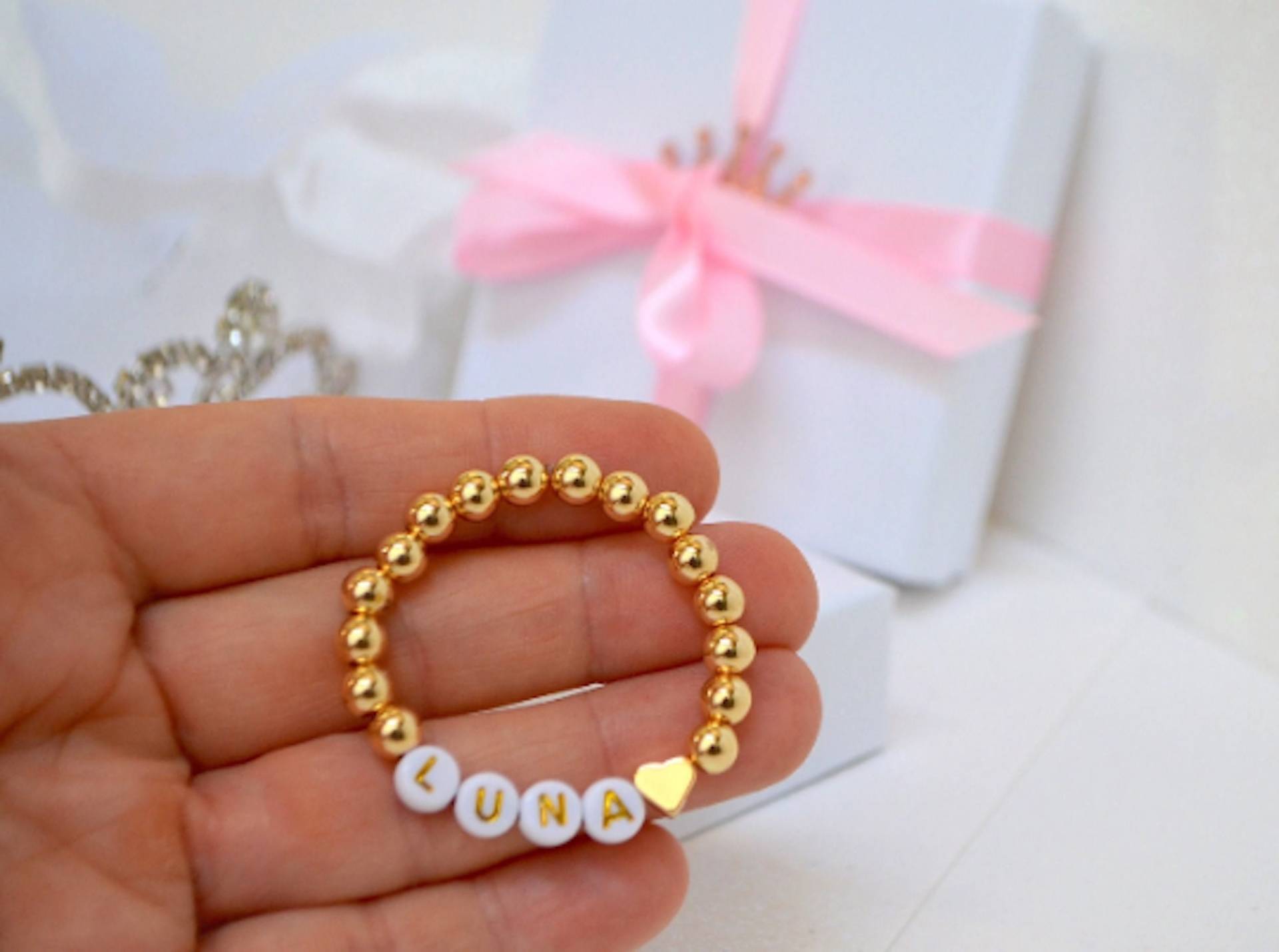 Kinder Gold Armband, Baby Shower Geschenk, Personalisierte Kleinkind Ankündigung, Mädchen Herz Big Sis von MissPrincessStore