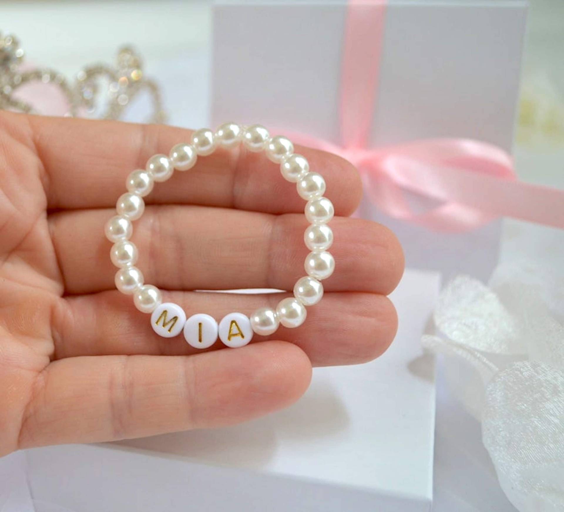 Perle Baby Armband, Weihnachtsgeschenk, Baby-Mädchen, Neugeborenen Kleinkind Personalisierte Mädchen Baby-Dusche-Geschenk, Namen Armband von MissPrincessStore