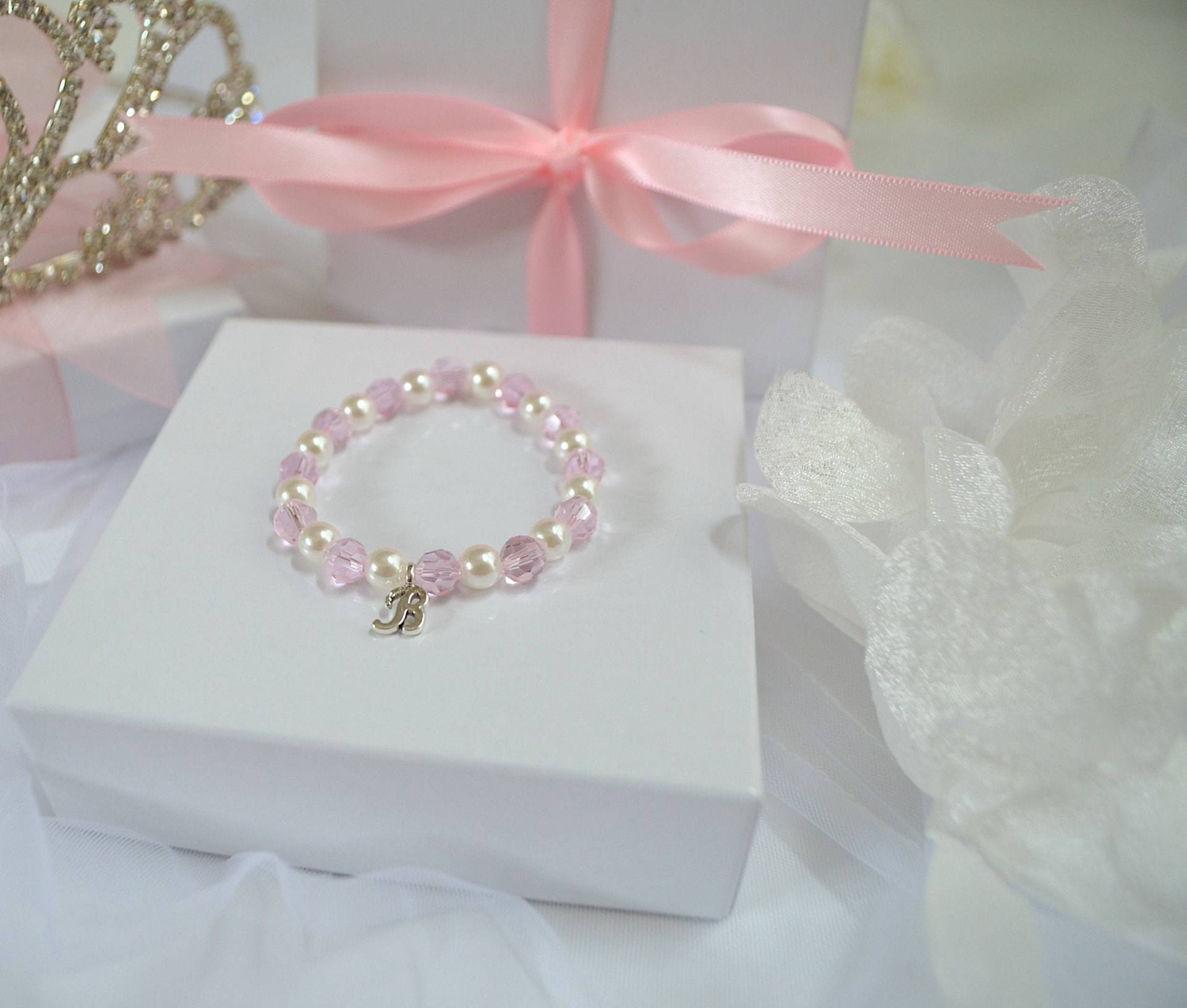 Rosa Swarovski-Kristall-Baby-Armband, Baby-Dusche, Personalisierte Säuglingsarmband, Baby-Schmuck, Mädchen Funkeln Kristallperlen Armband Geschenk von MissPrincessStore