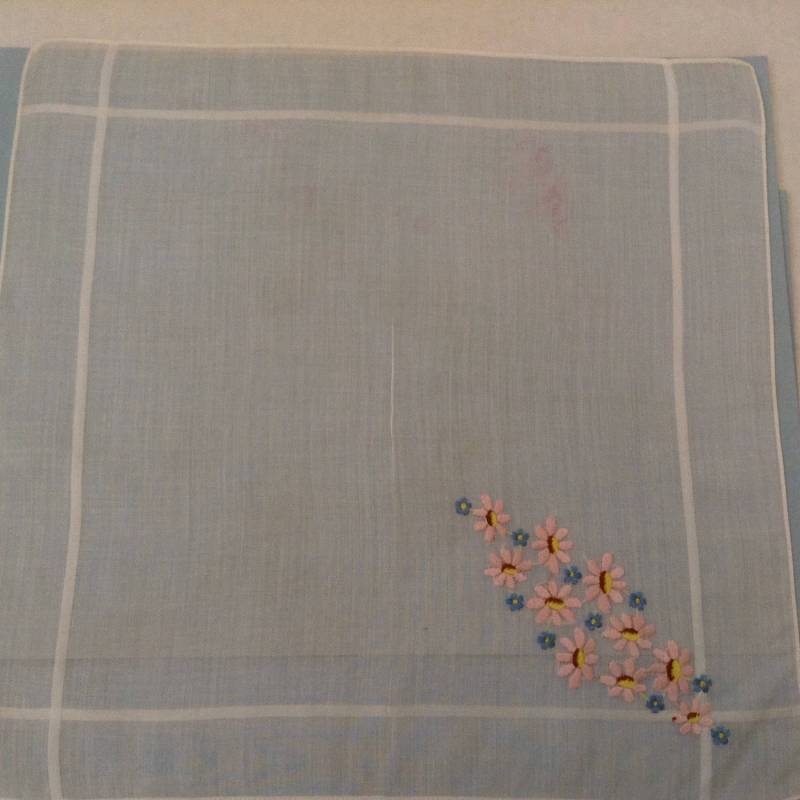 Vintage Taschentuch/Rosa Blüten Und Vergissmeinnicht von MissPyms