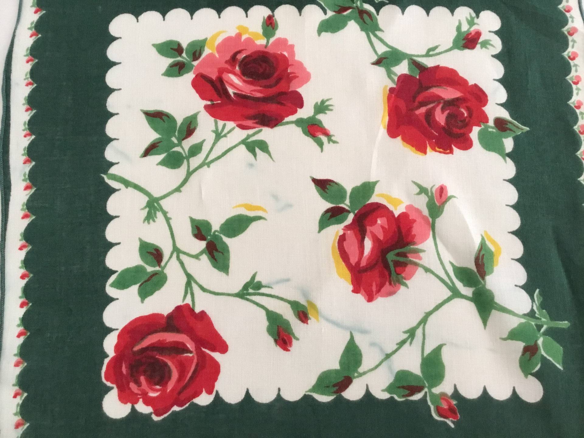 Vintage Taschentuch /Midcentury Rote Rosen von MissPyms