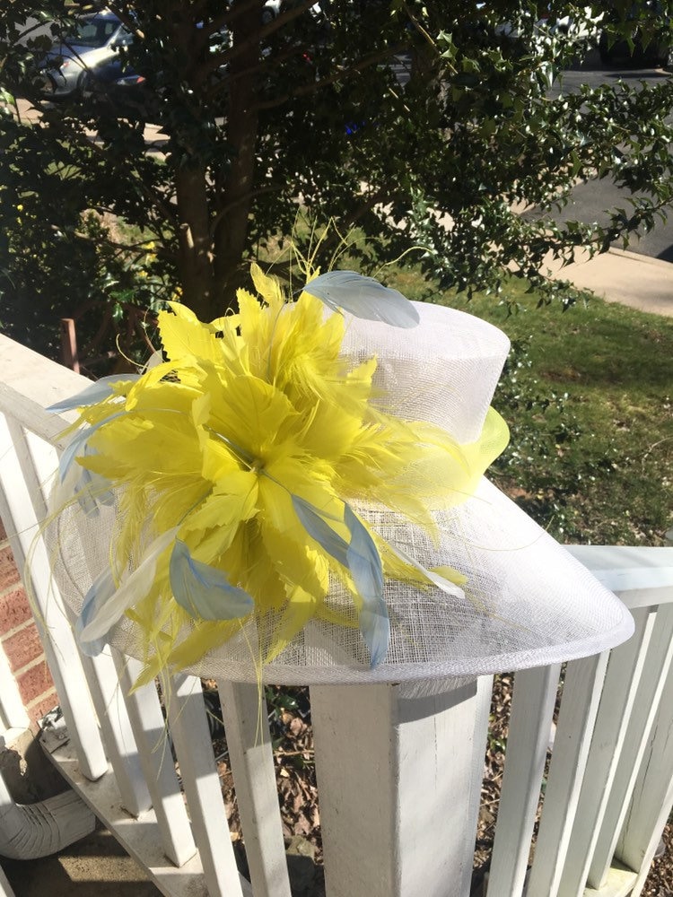 Sinamay Derby Hut Mit Breiter Krempe Federblumen, Royal Ascot, Teeparty von MissRaceKentuckyHat