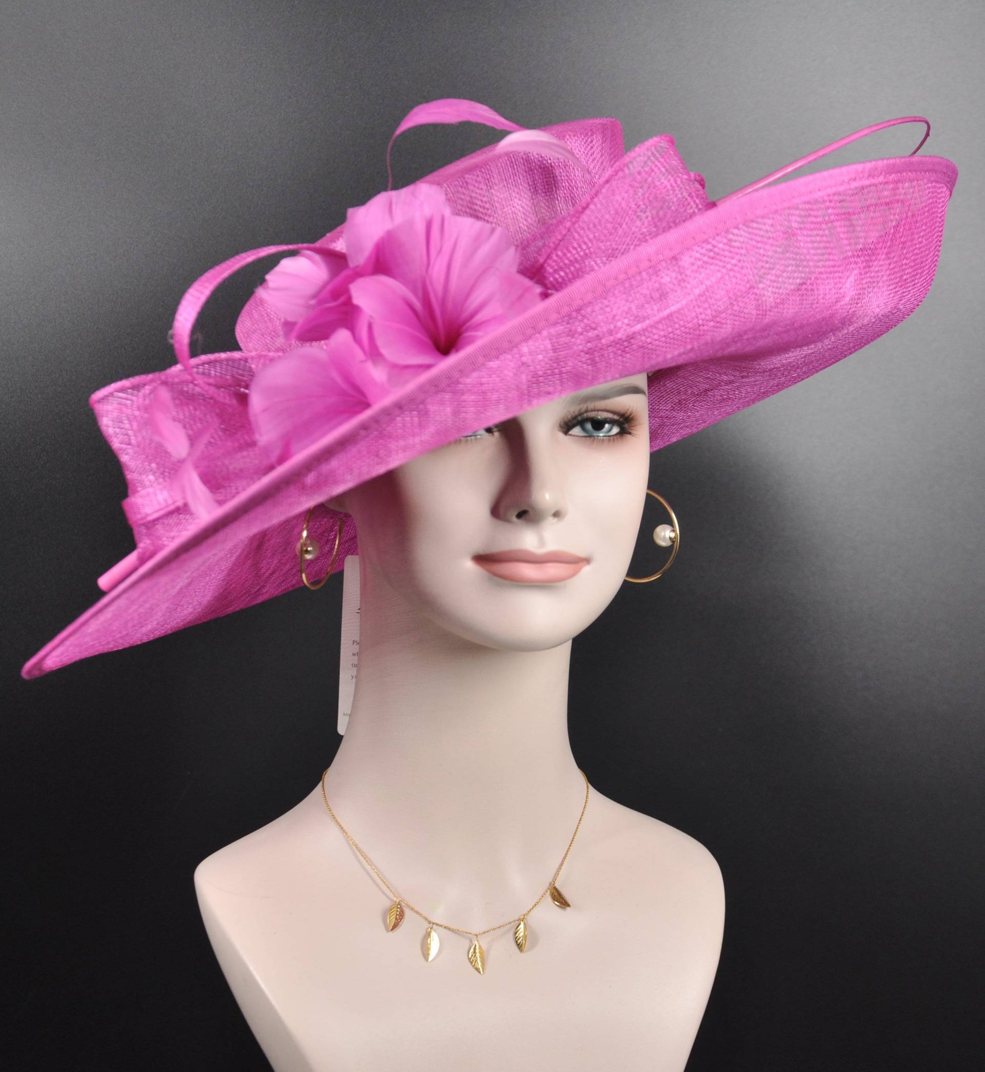 Fuchsia Pink Sinamay Derby Hut Breite Krempe Hochzeit, Teeparty, Ascot von MissRaceKentuckyHat