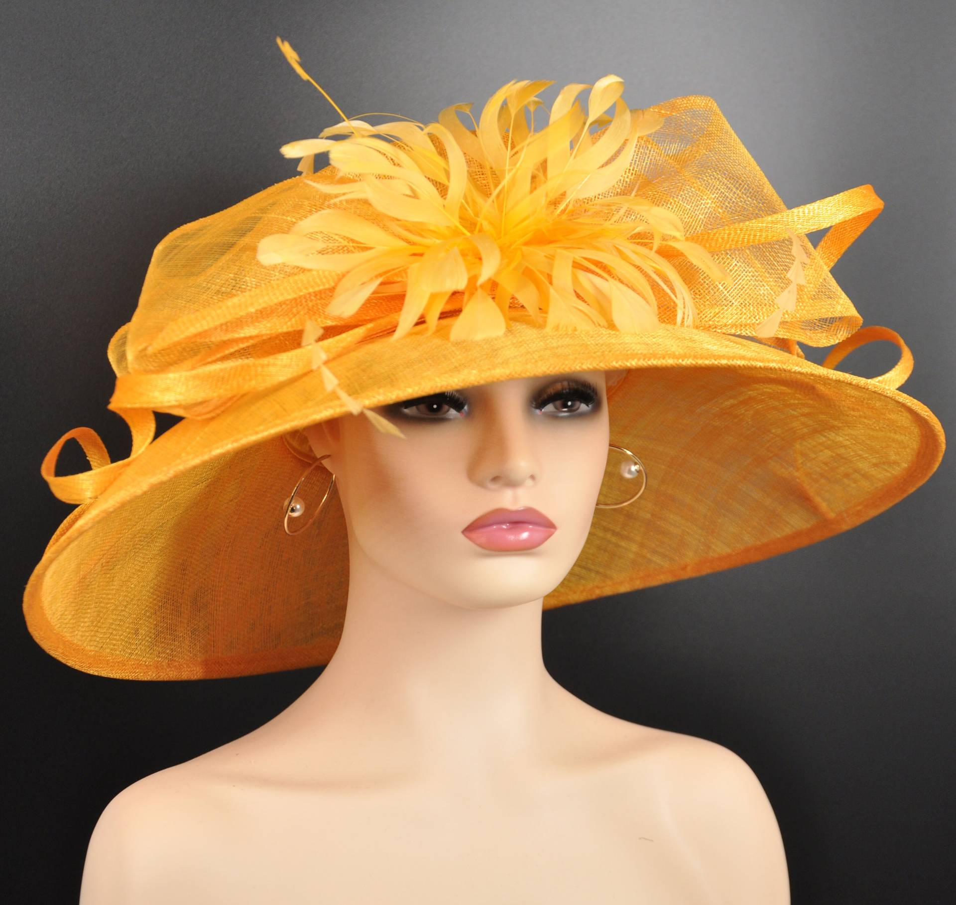 Kirche Kentucky Derby Hut Kutsche Teeparty Hochzeit Mit Jumbo Feder Blume Und Bögen Orange von MissRaceKentuckyHat