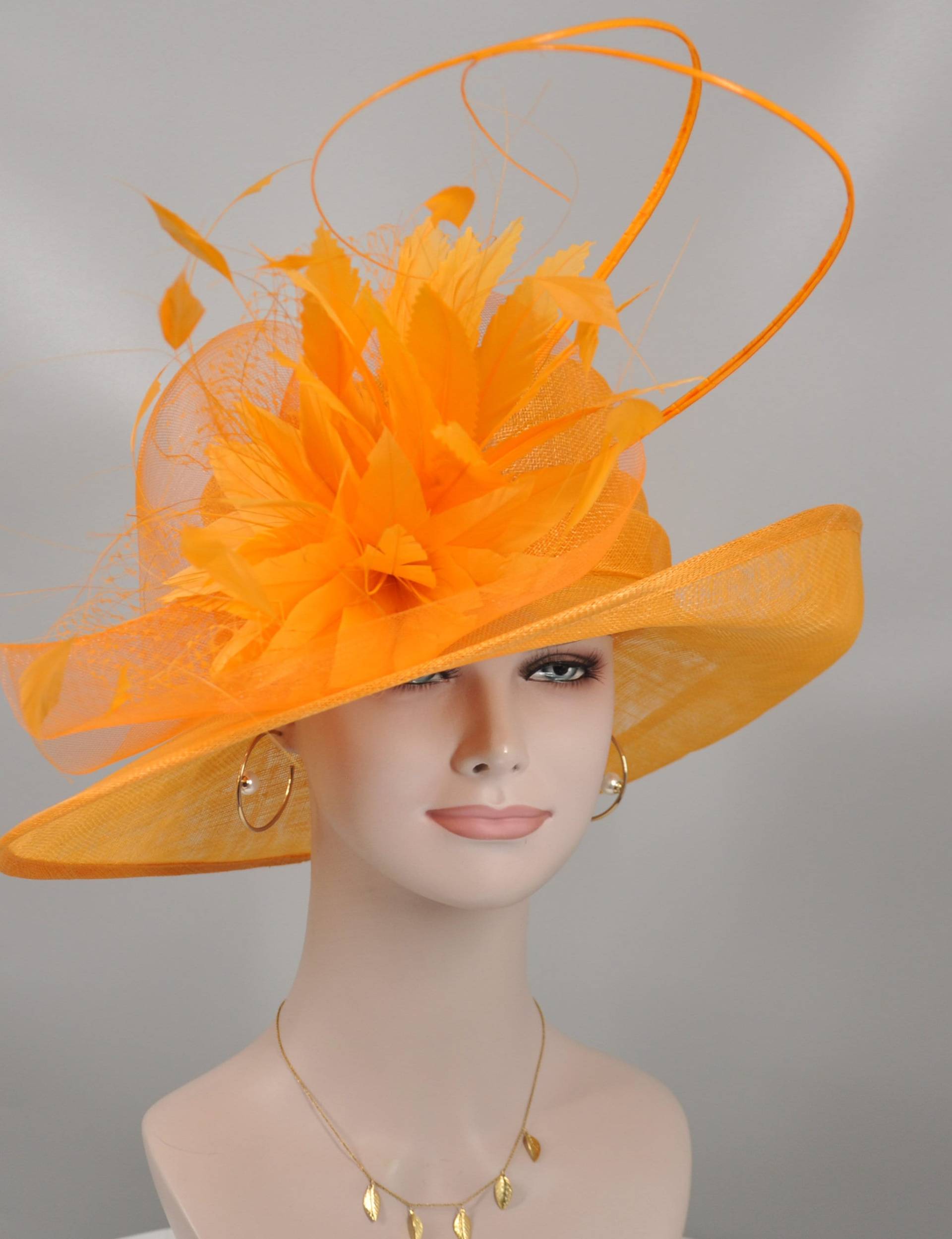 Kirche Kentucky Derby Hut Kutsche Teeparty Hochzeit Mit Jumboroyal Ascot Pferderennen Eichen Tageshut | Orange + Weitere Farben von MissRaceKentuckyHat