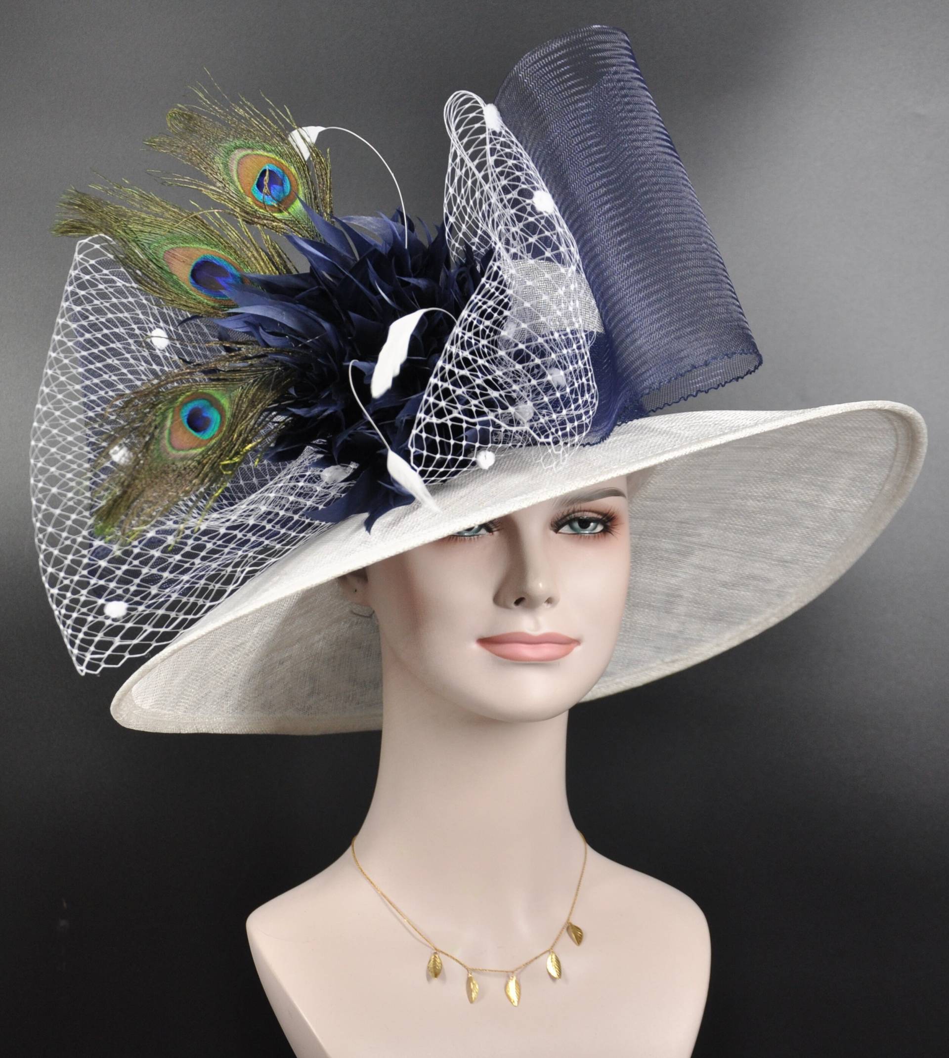 Sinamay Kentucky Derby Hut Weißer Royal Ascot Hut Mit Breiter Krempe von MissRaceKentuckyHat