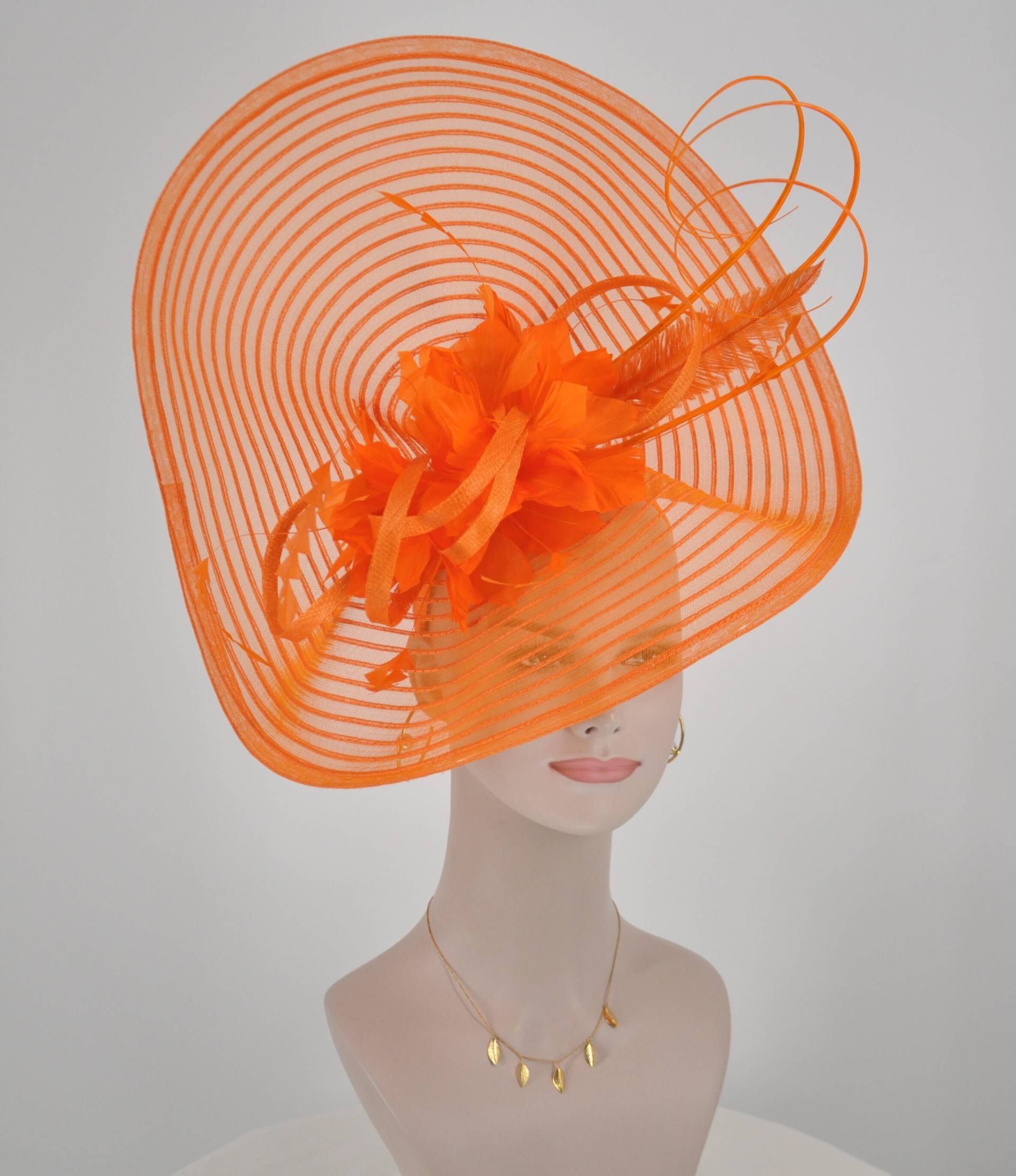 Süßer Jumbo Orange Royal Ascot Pferderasse Eichen Tageshut Fascinator Kentucky Derby Hut Kirche Teehochzeit Partyhut von MissRaceKentuckyHat