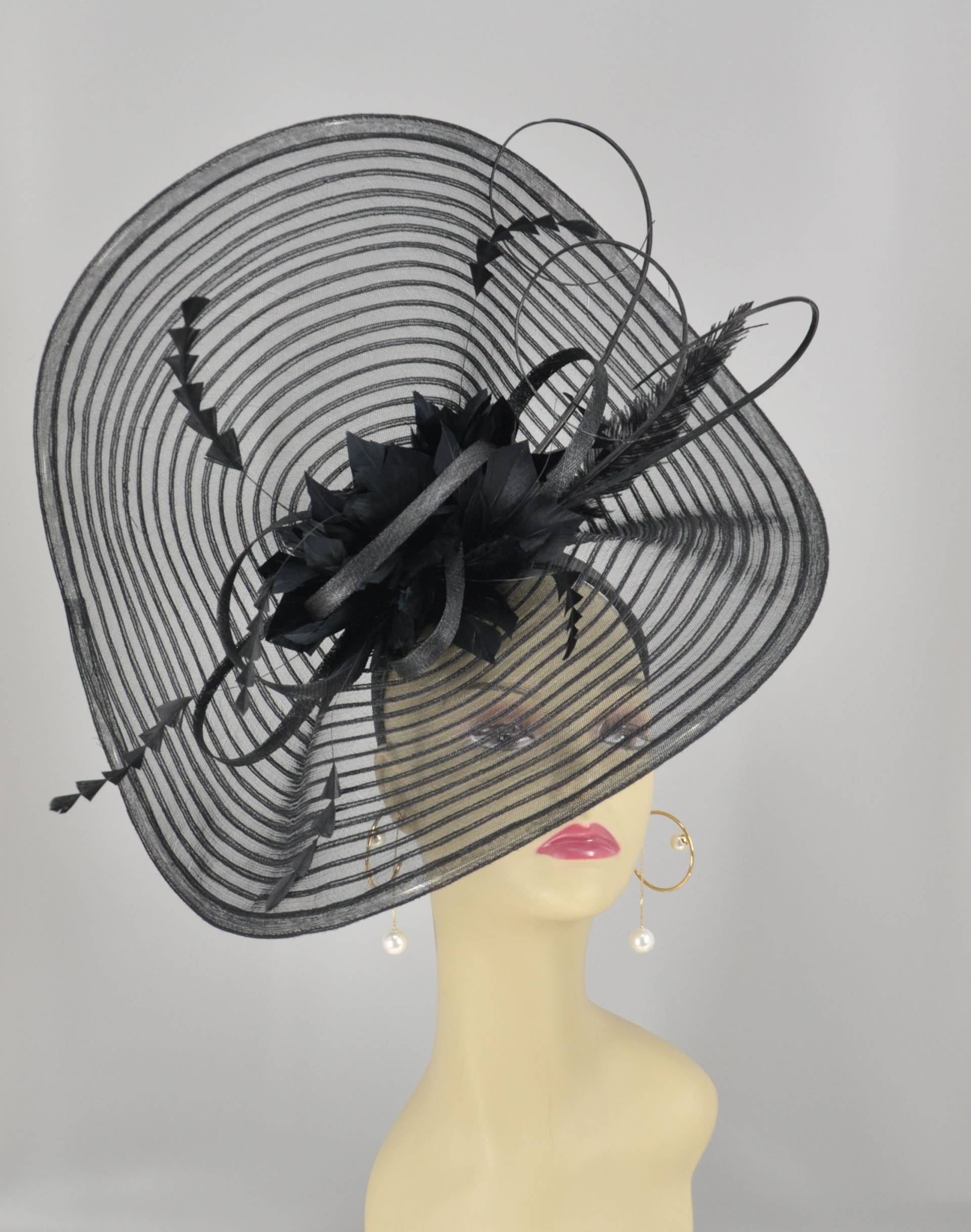 Süßer Jumbo Schwarz Royal Ascot Pferderasse Eichen Tageshut Fascinator Kentucky Derby Hut Kirche Teehochzeit Partyhut von MissRaceKentuckyHat