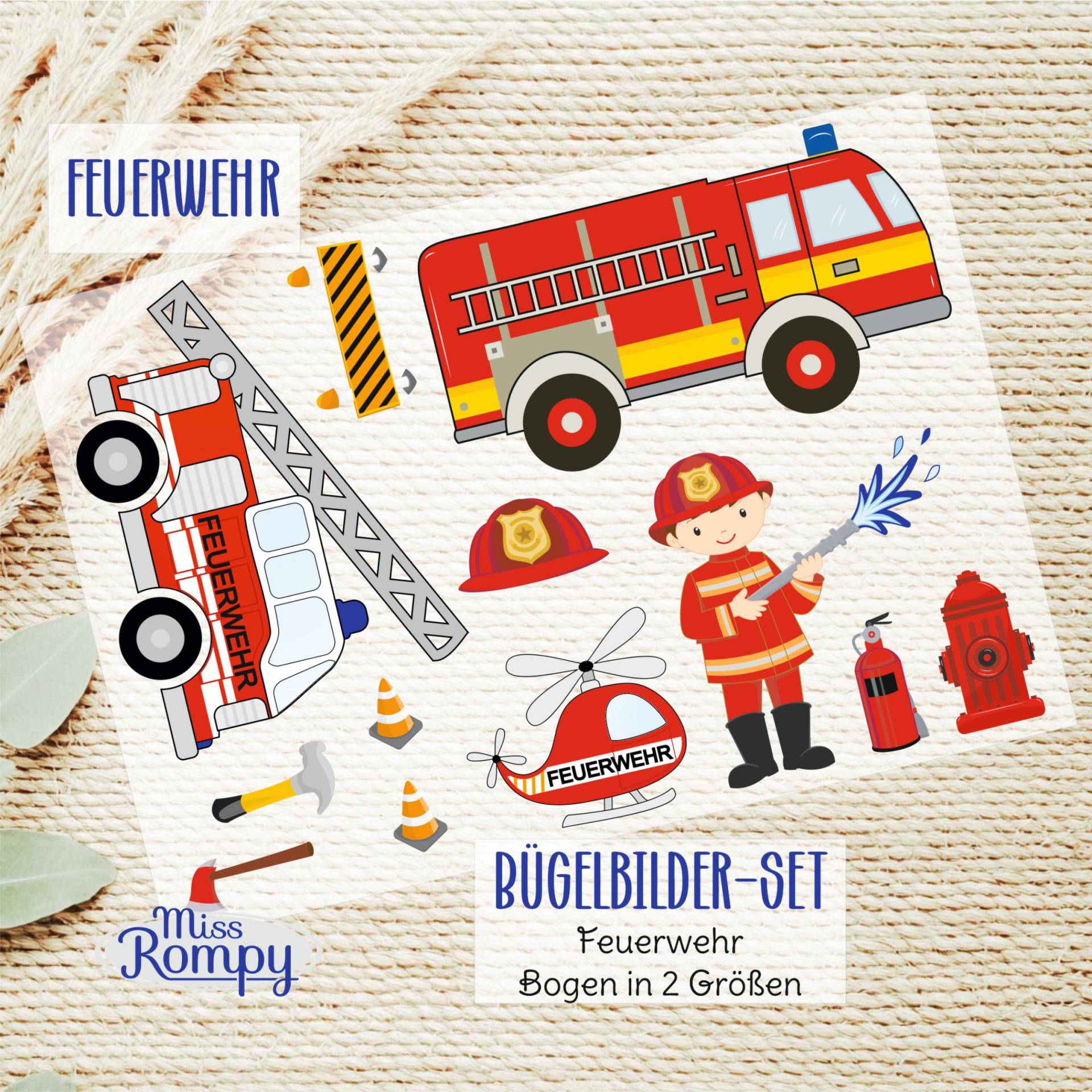 Feuerwehr, | 73-2, Bügelbilder, 12 Motive, Zum Aufbügeln, Bügelbild, Schriftzüge, Set, Aufbügler, Applikation, Feuerwehrmann, Hubschrauber Feuerwehr, | 73-2, Bügelbilder, 12 Motive, Zum Aufbügeln, Bügelbild, Schriftzüge, Set, Aufbügler, Applikation, Feuerwehrmann, Hubschrauber von MissRompy