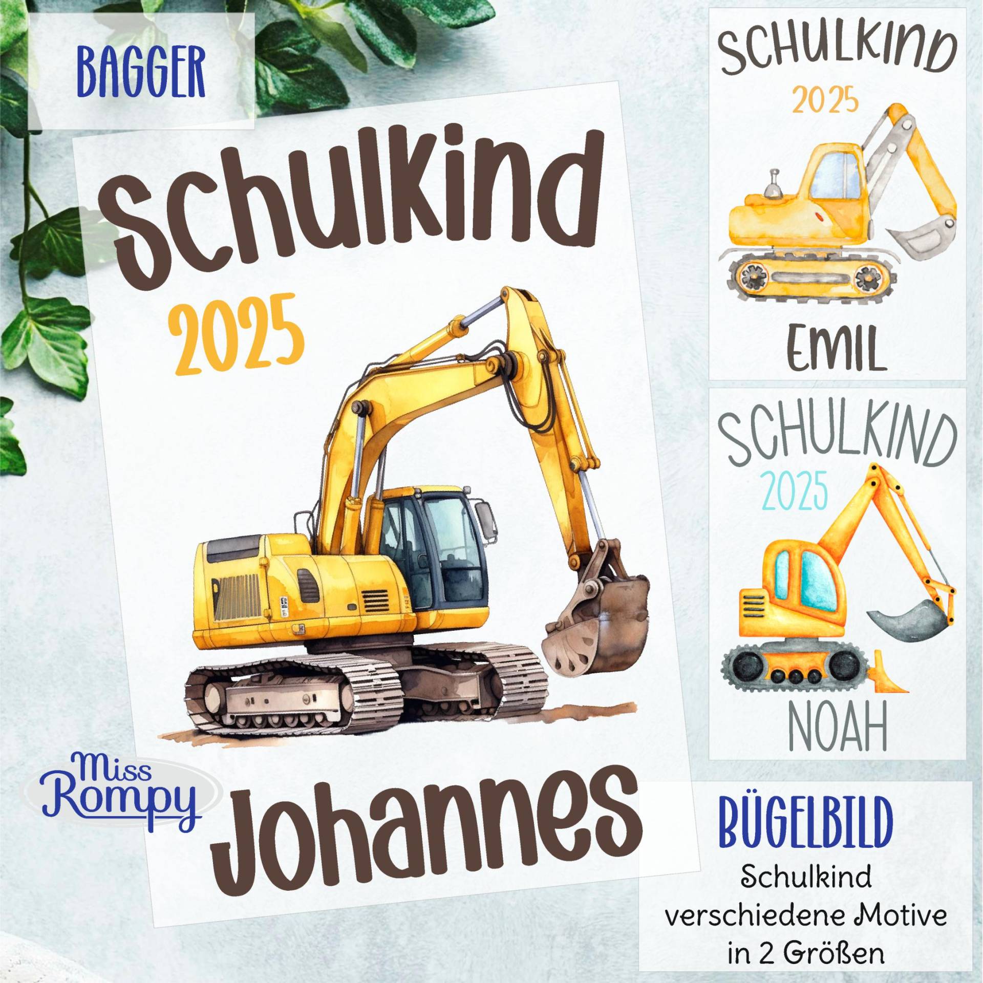 Missrompy | Bagger, | 062, Bügelbild, Raupe, Schulkind, Einschulung, Kindergarten, Zum Aufbügeln, Aufbügler, Applikation, Bügelsticker Missrompy | Bagger, | 062, Bügelbild, Raupe, Schulkind, Einschulung, Kindergarten, Zum Aufbügeln, Aufbügler, Applikation, Bügelsticker von MissRompy