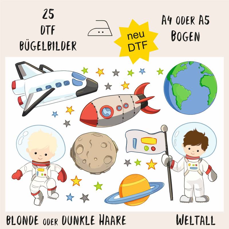 Missrompy | Dtf | 081 Astronaut 25 Bügelbilder Motivbogen Dunkle + Helle Textilien Sammelbogen Applikation Junge Rakete Weltall Missrompy | Dtf | 081 Astronaut 25 Bügelbilder Motivbogen Dunkle + Helle Textilien Sammelbogen Applikation Junge Rakete Weltall von MissRompy