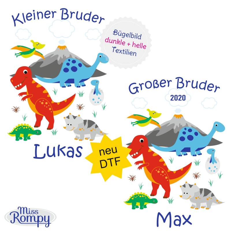 Missrompy | Dtf Dinos | 875 Bügelbild Kleiner Bruder Großer A4 Oder A5 Aufbügler Patch Applikation Geschwister Bügelbilder Missrompy | Dtf Dinos | 875 Bügelbild Kleiner Bruder Großer A4 Oder A5 Aufbügler Patch Applikation Geschwister Bügelbilder von MissRompy