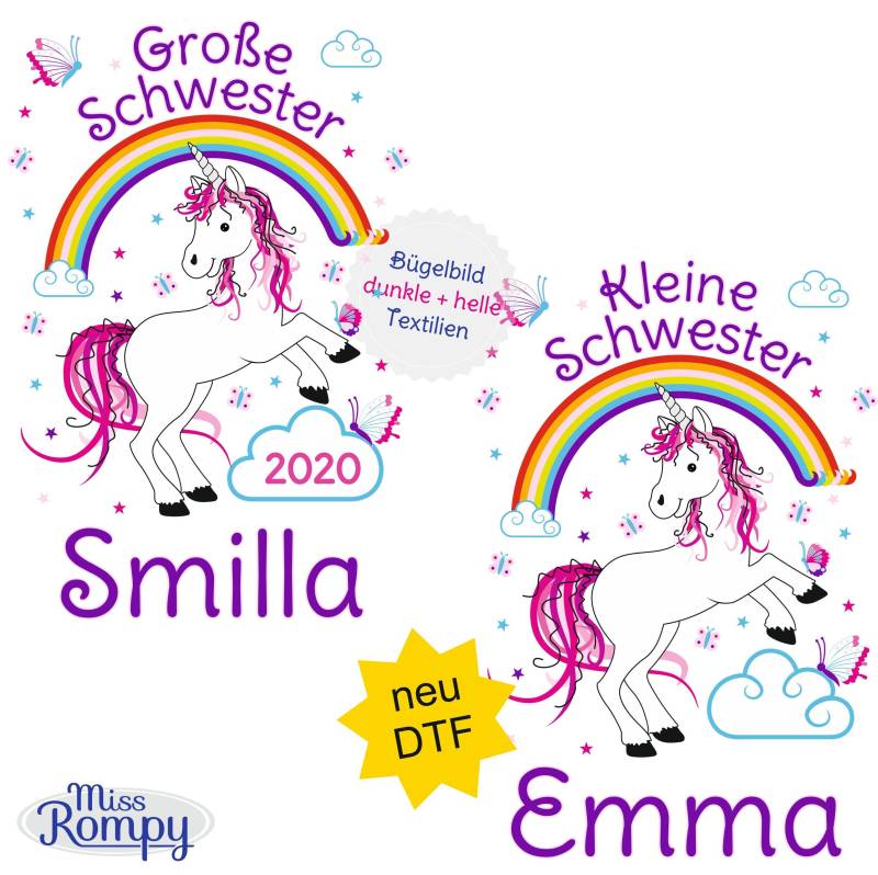 Missrompy | Dtf Einhorn | 869 Bügelbild Kleine Schwester Große A4 Oder A5 Aufbügler Patch Applikation Geschwister Bügelbilder Missrompy | Dtf Einhorn | 869 Bügelbild Kleine Schwester Große A4 Oder A5 Aufbügler Patch Applikation Geschwister Bügelbilder von MissRompy