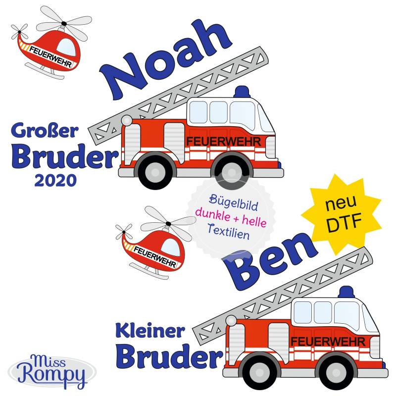 Missrompy | Dtf Feuerwehr | 878 Bügelbild Kleiner Bruder Großer A4 Oder A5 Aufbügler Patch Applikation Geschwister Bügelbilder Missrompy | Dtf Feuerwehr | 878 Bügelbild Kleiner Bruder Großer A4 Oder A5 Aufbügler Patch Applikation Geschwister Bügelbilder von MissRompy