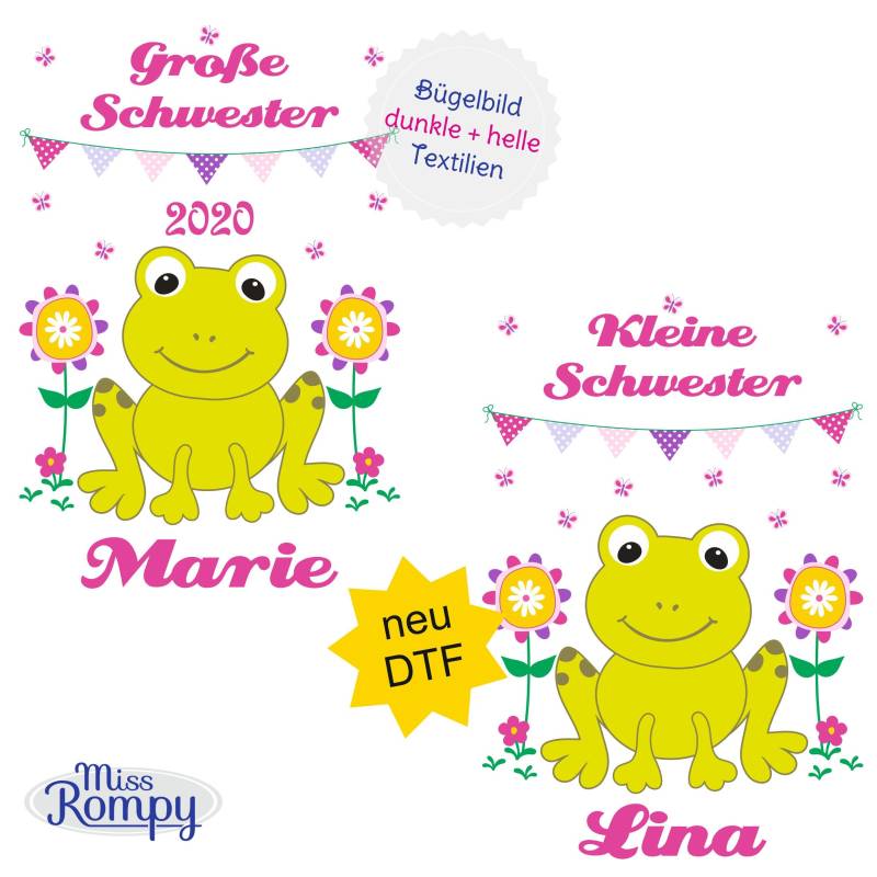 Missrompy | Dtf Frosch | 873 Großes Bügelbild Kleine Schwester Große A4 Oder A5 Aufbügler Applikation Geschwister Bügelbilder Missrompy | Dtf Frosch | 873 Großes Bügelbild Kleine Schwester Große A4 Oder A5 Aufbügler Applikation Geschwister Bügelbilder von MissRompy