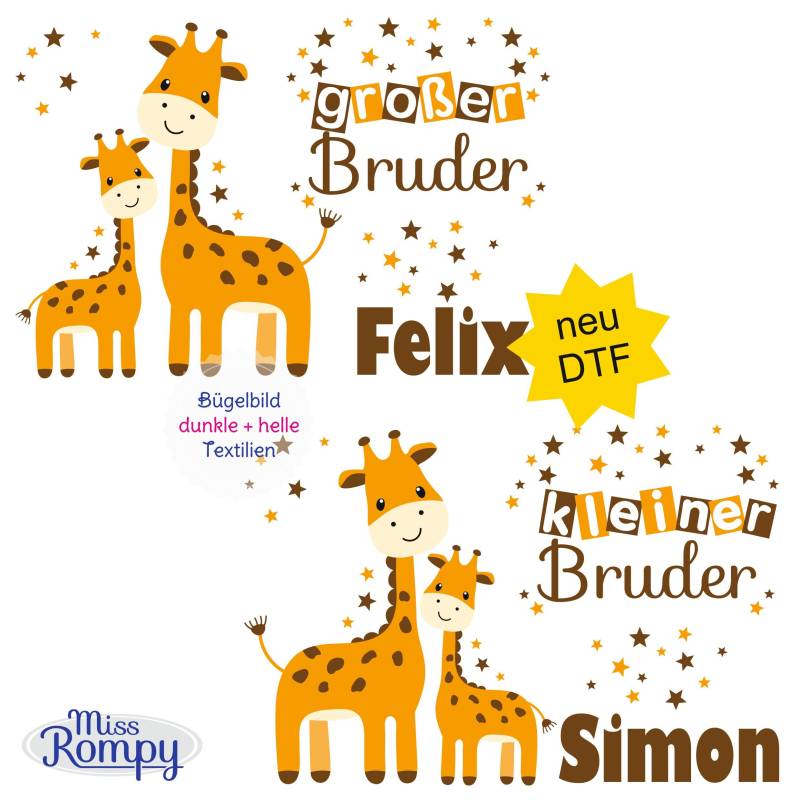 Missrompy | Dtf Giraffe | 883 Bügelbild Kleiner Bruder Großer A4 Oder A5 Aufbügler Patch Applikation Geschwister Bügelbilder Missrompy | Dtf Giraffe | 883 Bügelbild Kleiner Bruder Großer A4 Oder A5 Aufbügler Patch Applikation Geschwister Bügelbilder von MissRompy