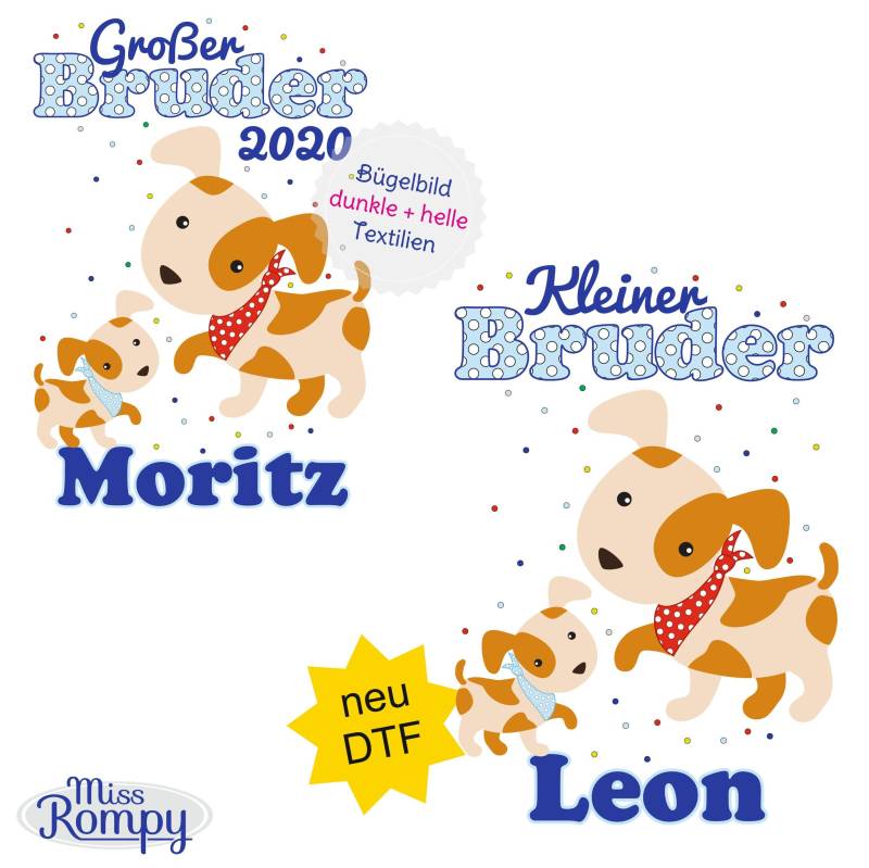 Missrompy | Dtf Hund | 866 Bügelbild Kleiner Bruder Großer A4 Oder A5 Aufbügler Patch Applikation Geschwister Bügelbilder Missrompy | Dtf Hund | 866 Bügelbild Kleiner Bruder Großer A4 Oder A5 Aufbügler Patch Applikation Geschwister Bügelbilder von MissRompy