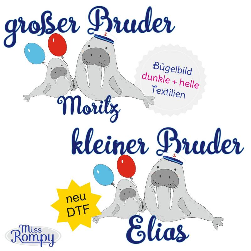Missrompy | Dtf Matrose | 813 Bügelbild Kleiner Bruder Großer A4 Oder A5 Aufbügler Patch Applikation Geschwister Bügelbilder von MissRompy