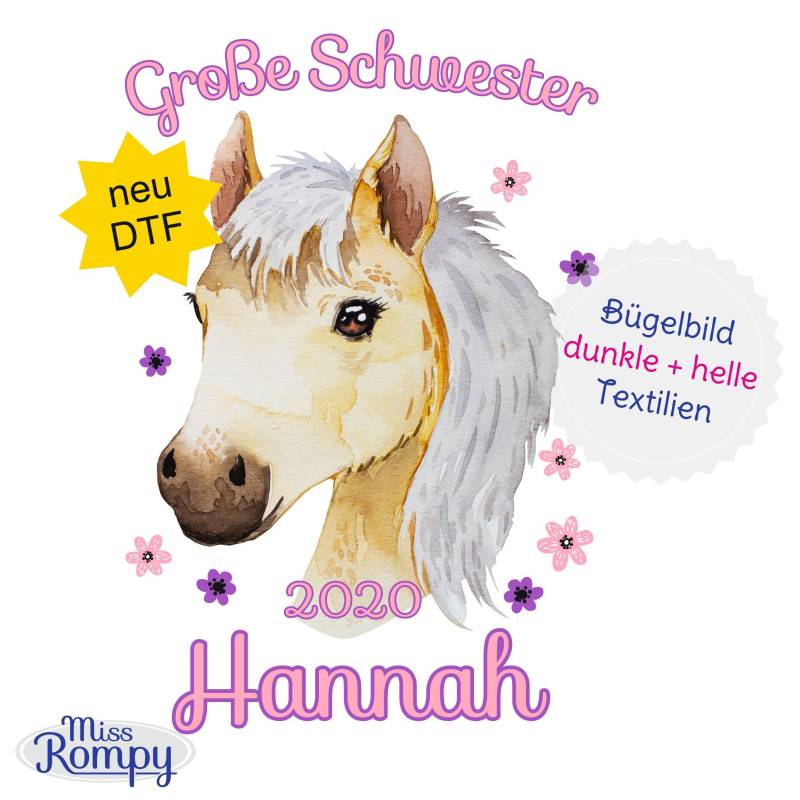 Missrompy | Dtf Pony | 780 Bügelbild Kleine Schwester Große A4 Oder A5 Aufbügler Patch Applikation Geschwister Bügelbilder Missrompy | Dtf Pony | 780 Bügelbild Kleine Schwester Große A4 Oder A5 Aufbügler Patch Applikation Geschwister Bügelbilder von MissRompy