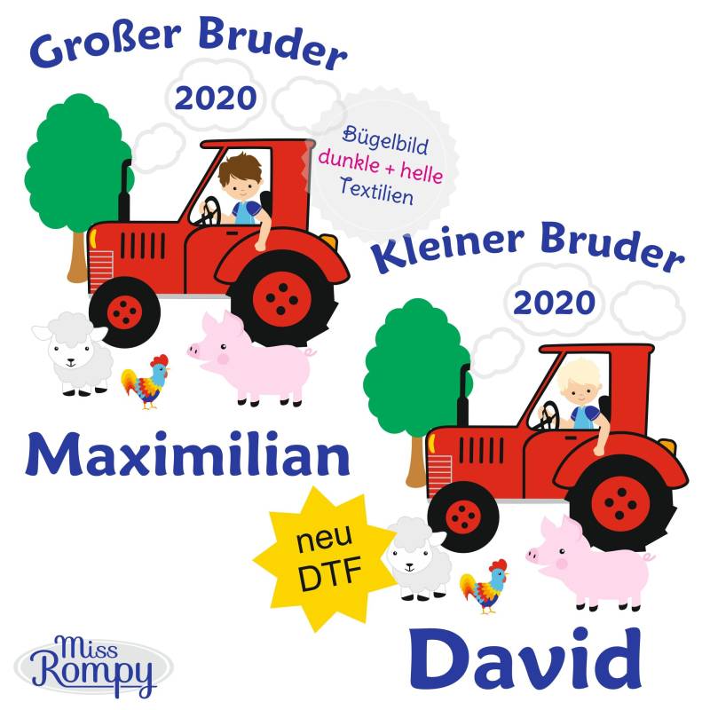 Missrompy | Dtf Traktor | 871 Bügelbild Kleiner Bruder Großer A4 Oder A5 Aufbügler Patch Applikation Geschwister Bügelbilder Missrompy | Dtf Traktor | 871 Bügelbild Kleiner Bruder Großer A4 Oder A5 Aufbügler Patch Applikation Geschwister Bügelbilder von MissRompy