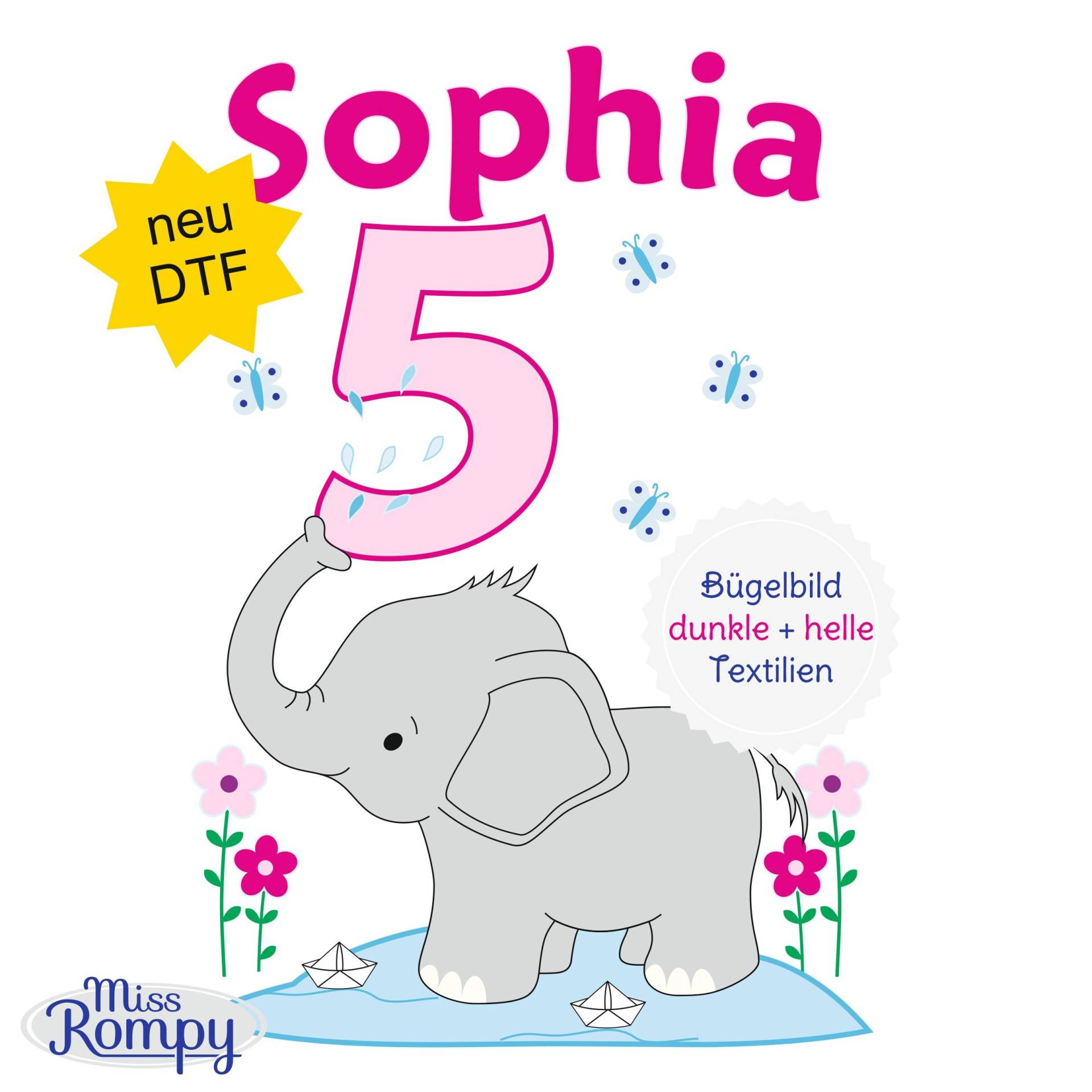 Missrompy | Elefant, | 802, Geburtstagsbügelbild, Name, Patch, Zahl, 3 Größen, Aufbügeln, Bügelbild, Aufbügler, Applikation, Bügelsticker Missrompy | Elefant, | 802, Geburtstagsbügelbild, Name, Patch, Zahl, 3 Größen, Aufbügeln, Bügelbild, Aufbügler, Applikation, Bügelsticker von MissRompy
