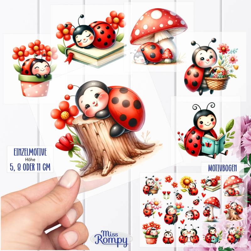 Missrompy | Marienkäfer, | 097-1, Bügelbilder, Einzeln Oder Motivbogen, Bügelbild, Schriftzüge, Aufbügler, Applikation, Bügelsticker, Patch Missrompy | Marienkäfer, | 097-1, Bügelbilder, Einzeln Oder Motivbogen, Bügelbild, Schriftzüge, Aufbügler, Applikation, Bügelsticker, Patch von MissRompy