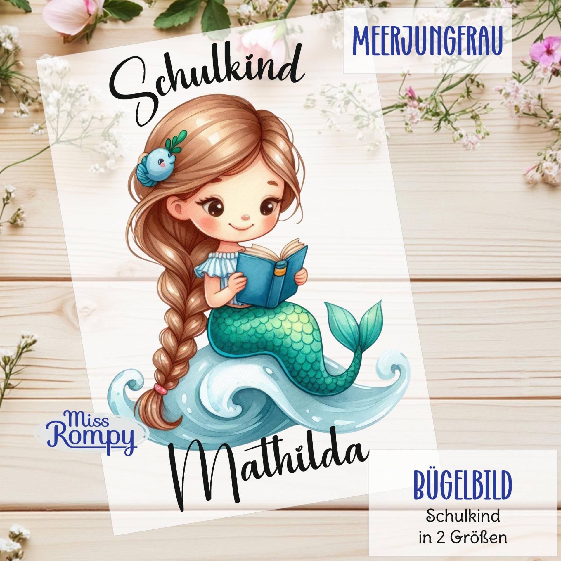 Missrompy | Meerjungfrau, | 380, Bügelbild, Schulkind, Einschulung, Kindergarten, Zum Aufbügeln, Aufbügler, Applikation, Bügelsticker Missrompy | Meerjungfrau, | 380, Bügelbild, Schulkind, Einschulung, Kindergarten, Zum Aufbügeln, Aufbügler, Applikation, Bügelsticker von MissRompy