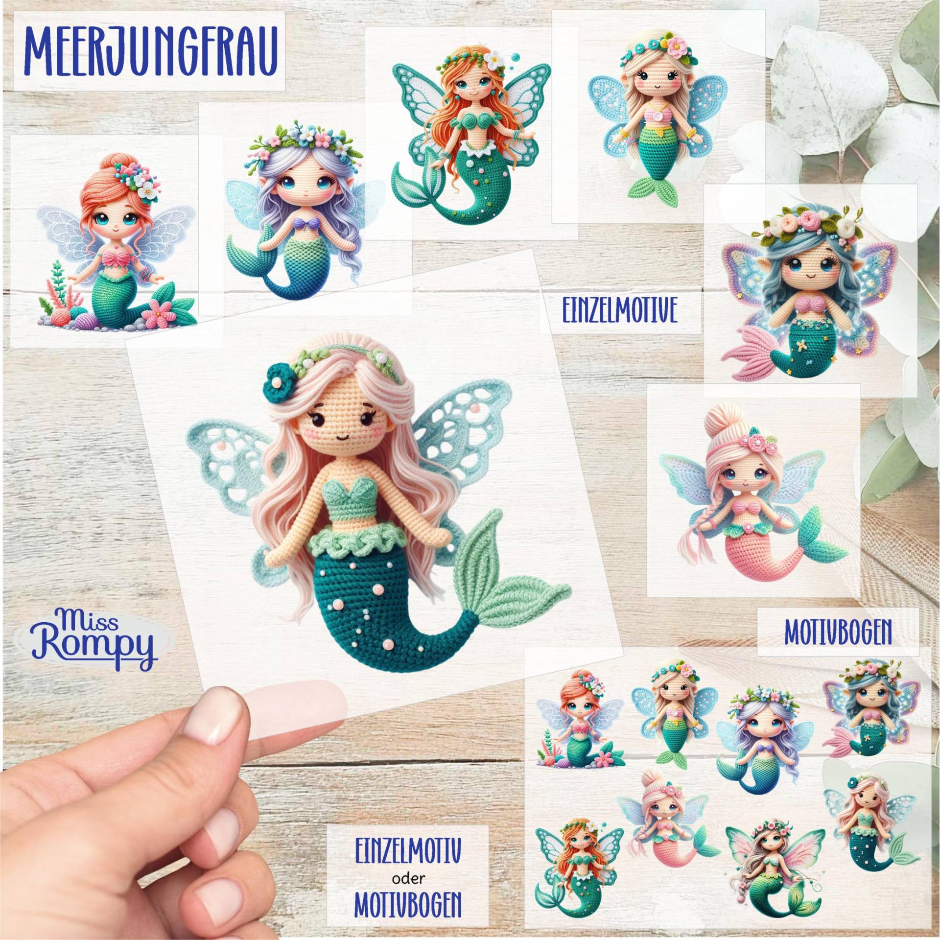 Missrompy | Meerjungfrau, | 51, Häkel-Bügelbild, Zum Aufbügeln, Einzeln, Oder, Motivbogen, Bügelbild, Aufbügler, Applikation, Bügelsticker Missrompy | Meerjungfrau, | 51, Häkel-Bügelbild, Zum Aufbügeln, Einzeln, Oder, Motivbogen, Bügelbild, Aufbügler, Applikation, Bügelsticker von MissRompy