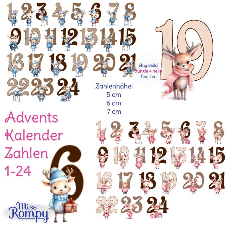 Missrompy | Rentiere | 905 Adventskalenderzahlen 2 Farben Adventskalender Bügelbilder Bügelbild Weihnachten Nähen Adventskalender-Zahlen Missrompy | Rentiere | 905 Adventskalenderzahlen 2 Farben Adventskalender Bügelbilder Bügelbild Weihnachten Nähen Adventskalender-Zahlen von MissRompy