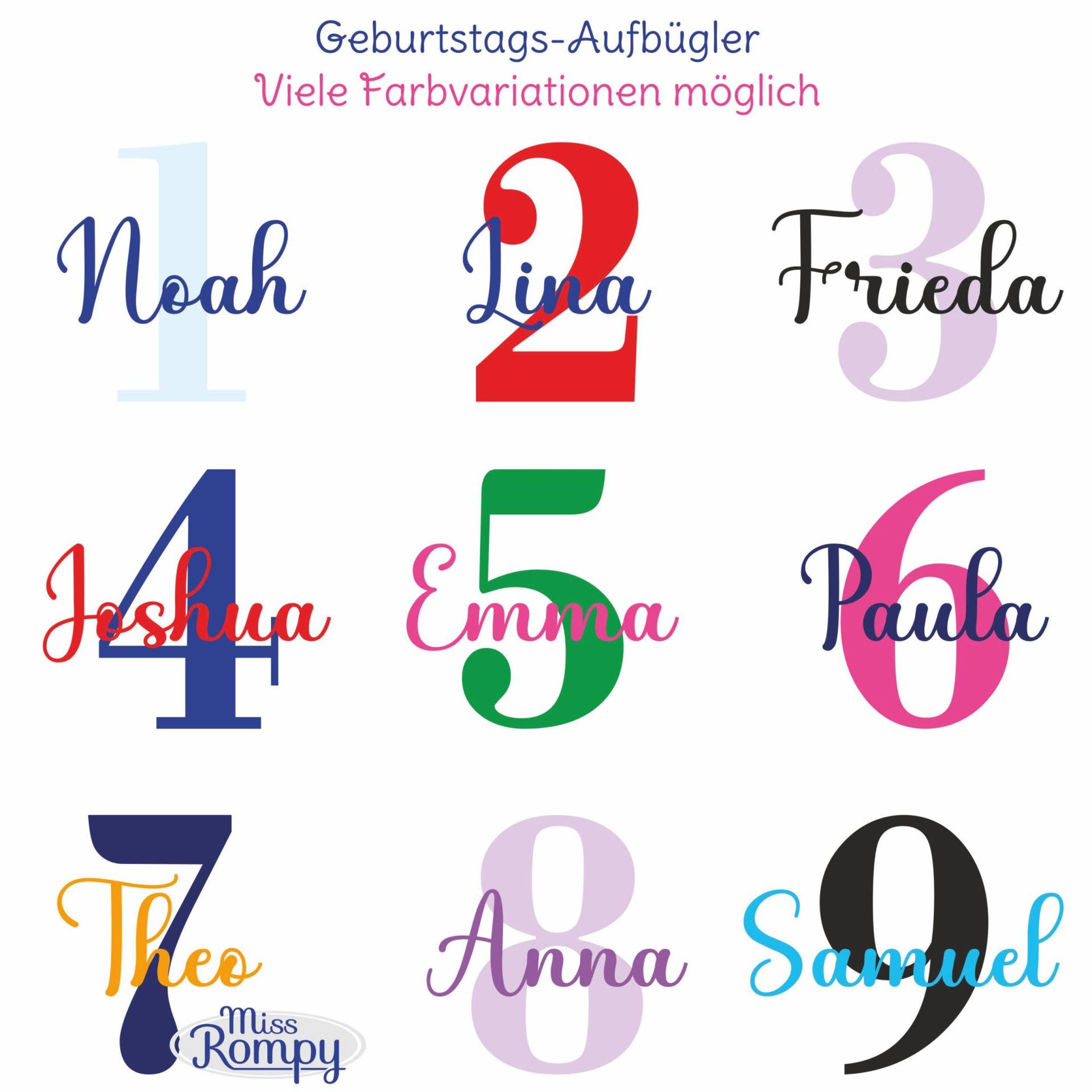 Missrompy | Zahl + Name | 312Z Bügelfolie Viele Farben Bügelbild Personalisiert 1-9 Aufbügler Geburtstagsshirt Dtf Geburtstagsbügelbild Missrompy | Zahl + Name | 312Z Bügelfolie Viele Farben Bügelbild Personalisiert 1-9 Aufbügler Geburtstagsshirt Dtf Geburtstagsbügelbild von MissRompy
