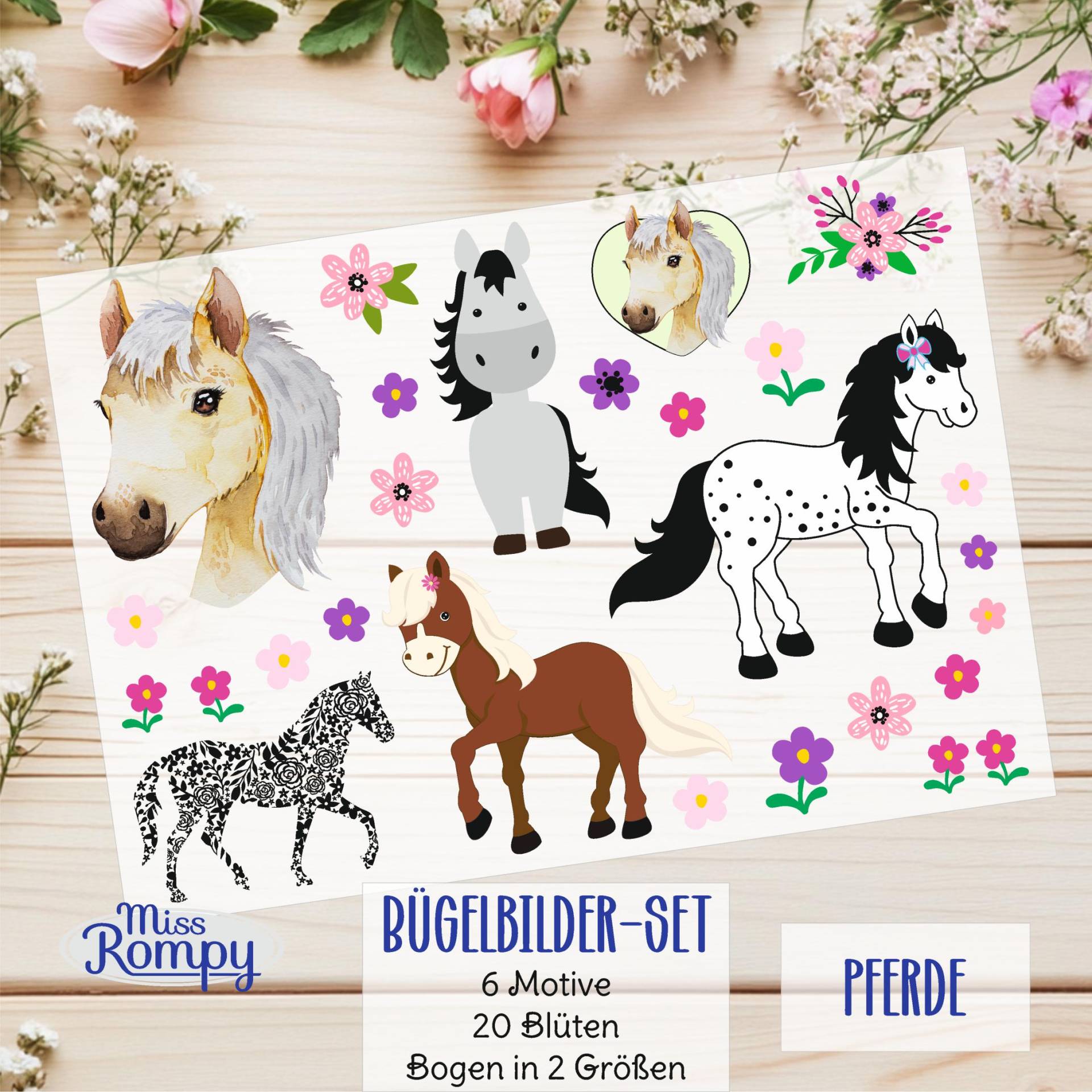 Pferde, | 078, Bügelbilder, Pferd, 26 Motivbogen, Bügelbild, Set, Textilien, Applikation, Pony, Blumen Pferde, | 078, Bügelbilder, Pferd, 26 Motivbogen, Bügelbild, Set, Textilien, Applikation, Pony, Blumen von MissRompy