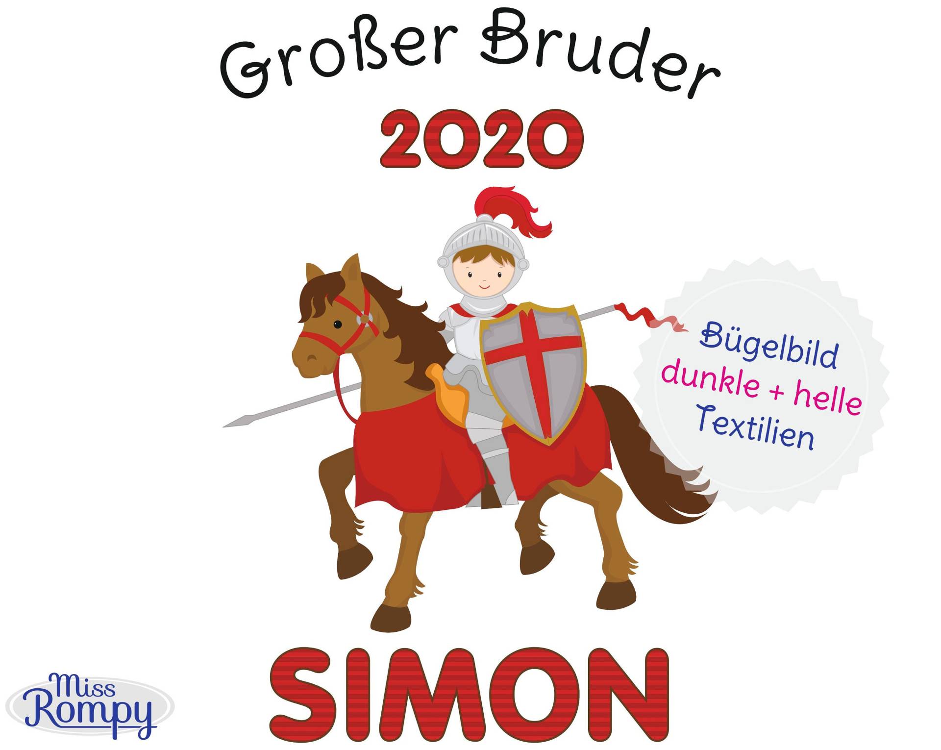 Ritter | 751 Bügelbild Kleiner Bruder Großer Aufbügler Applikation Iron On von MissRompy