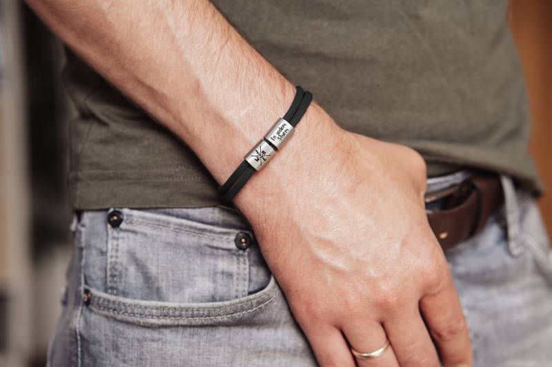 Initialien Armband | Segeltau Graviertes Geschenk Surferarmband Herren Damen von MissRoseDE