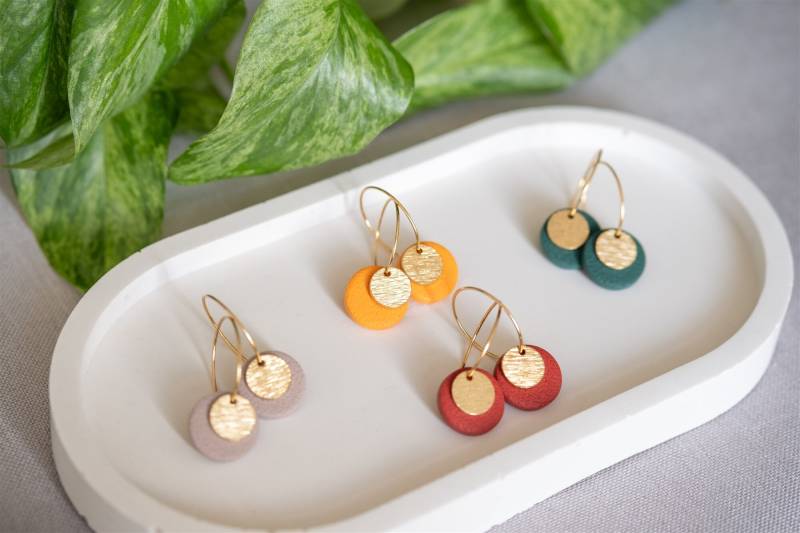 Polymer Clay Ohrringe | Aya Rund Fimo Ohrstecker Grün Gelb von MissRoseDE