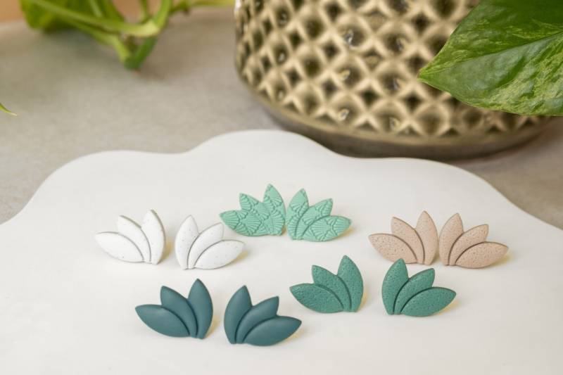 Polymer Clay Ohrringe | Diana Ton Statement Handgefertigt Weiß Gepunktet Geschenk Freundin Ohrschmuck von MissRoseDE