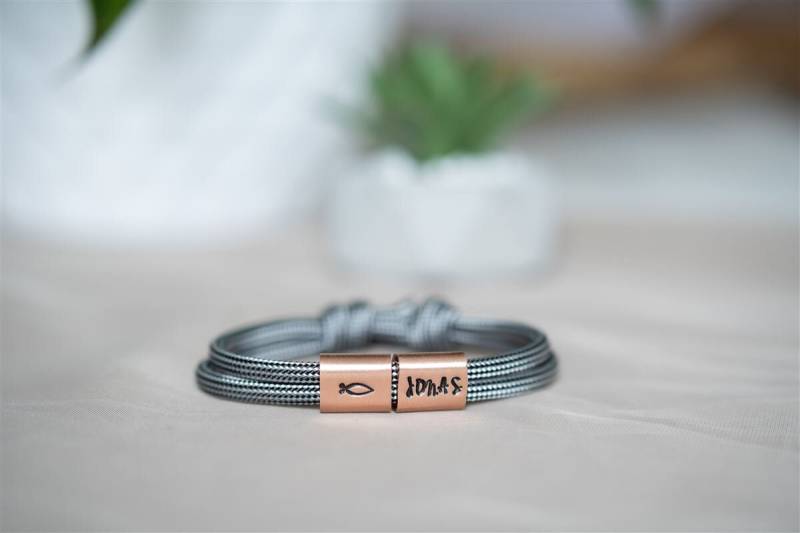 Segeltau Armband Personalisiert | Ichthys Wunschgravur Edelstahl Kommunionsgeschenk Personalisiertes von MissRoseDE